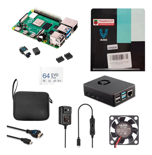 Kit Raspberry 8gb 64bit 5.0v C/ Case Cooler E Cartão Sd