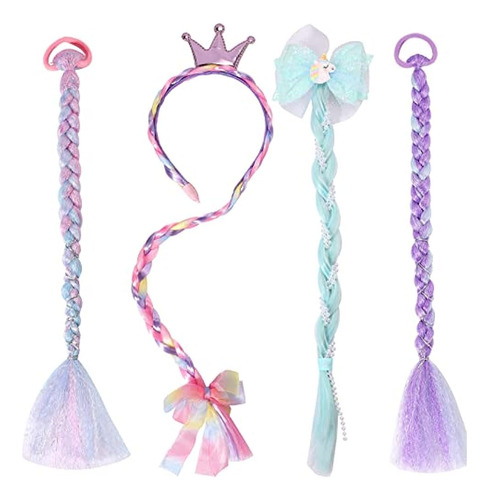 Pinksheep 4pcs Unicorn Mermaid Glitter Hair Bows Diadema Pel