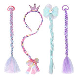 Pinksheep 4pcs Unicorn Mermaid Glitter Hair Bows Diadema Pel