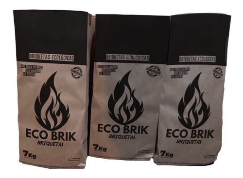 Leña Ecológica Briquetas De Biomasa Eco Brik Bolsa 7kg