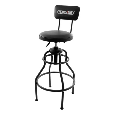 Banco Para Taller Con Respaldo Acojinado, Asiento Giratorio De 360° , Altura Ajustable De 75 A 87 Cm , Color Negro , Ergonómico , Ideal Para Taller Modelo Kn 7425 Knova
