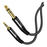 Cable Aux De Audio 6,35mm A 3,5mm M/m | Negro Trenzado / 6m