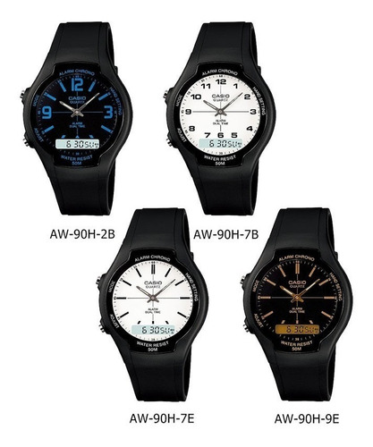 Reloj Casio Aw90 Caucho - Hora Doble - 100% Original Cfmx