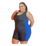 Maio De Natação Feminino Macaquinho Hidroginastica Plus Size