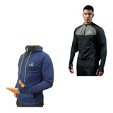 Campera Deportiva Lycra Hombre Az +buzo Medio Cierre