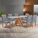 Conjunto Mesa Tampo Smart Plus Vidro Kyra 170cmx90cm 6 Wt