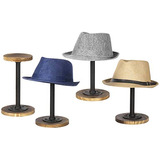 Soporte Rústico Para Sombreros De Madera Quemada Y Metal Neg
