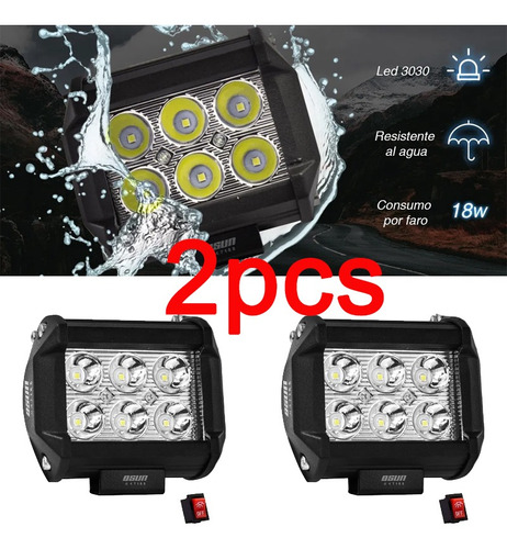 2 Faros De 6 Led Osun De Alta Intensidad, 18 W, 4 Pulgadas