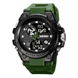 Reloj Hombre Skmei 2031 Digital Alarma Fecha Cronometro Malla Verde