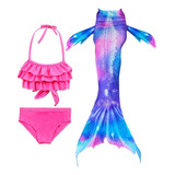 Conjunto De Bikini De Natación Para Niñas, Traje De Sirena