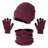Conjunto De Cachecol De Chapéu Quente J Gloves Winter Para H
