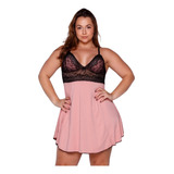 Camisola Plus Size Sensual Linha Noite Renda Feminina