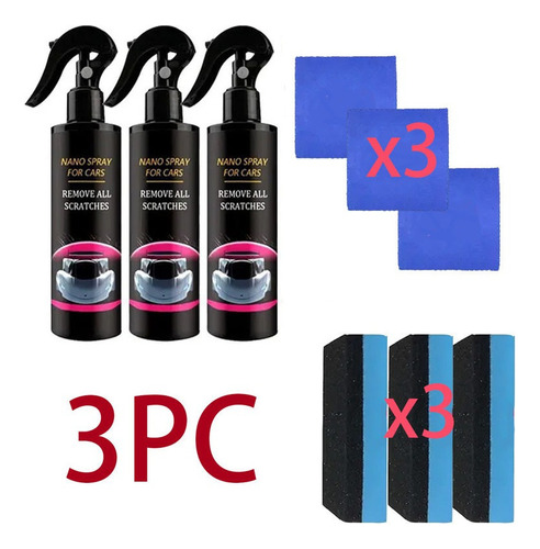 Nano Spray Reparador 3x120ml Champú Coche Nano Spray Coche