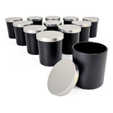 Vaso/tarro De Vidrio De 8 Onzas Negro Tapa De Metal, Pa...