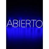 Cartel Luminoso Led Neon Abierto 60cm Azul 220v