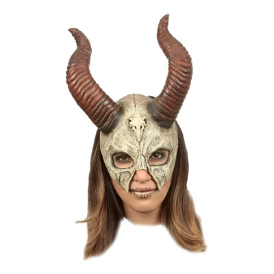 Máscara Mythical Horned Bruja Vudú Con Cuernos Para Mujer Color Café | Meses sin interés