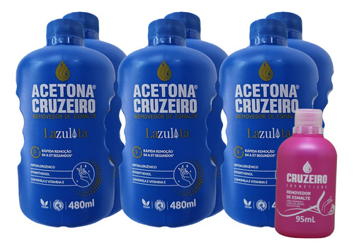 Linha Unhas Cruzeiro 500ml 6 Uni + Removedor Esmalte Brinde