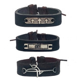 Kit Atacado Revenda 15 Pulseiras Couro Masculina Ajustável