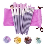 Set Brochas De Maquillaje 13 Pzs Profesional +bolsa Color Púrpura