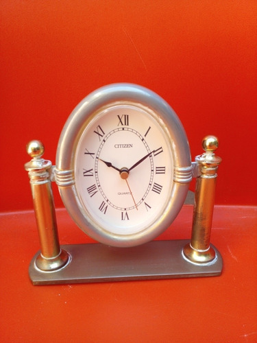 Reloj Despertador Citizen Quartz Bronce Vintage Funciona