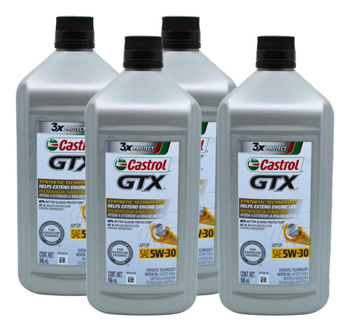 4 Piezas De Aceite Castrol Gtx 5w-30 X 946ml.