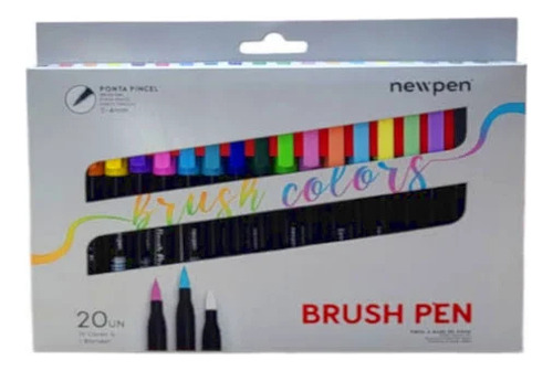 Caneta Marcador Pincel Brush Aquarela Newpen C/20 Unds