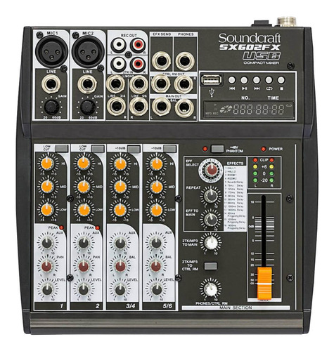 Mesa De Som Analógica Soundcraft Sx602fx-usb 6 Canais Bivolt