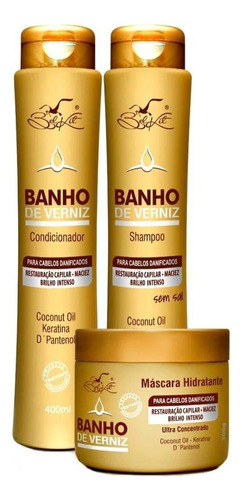 Kit Shampoo, Condicionador E Máscara Banho Verniz Belkit