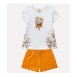 Conjunto Infantil Feminino Blusa E Short Milon