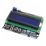 Display Lcd 16x2 Backlight Azul 1602 Con Botonera Hd 44780