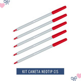 Kit Caneta Vermelha Cis Neotip Ponta Fina 0.7mm 5 Unidades
