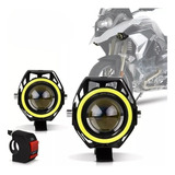 Par Farol Milha Led Moto U7 Angel Eyes Nevoeiro Universal