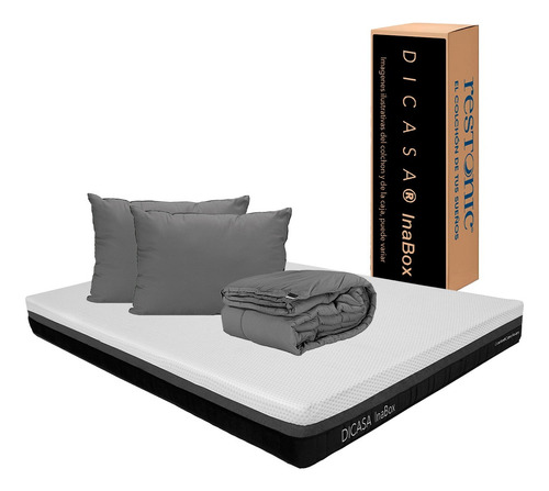 Colchón Queen Size Dicasa Inabox + Almohada 2 Pack + Edredón