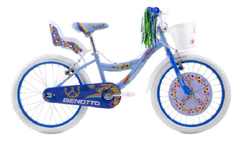 Bicicleta Cross Infantil Benotto Infantil Flower Power R20 Único 1v Frenos V-brakes Color Azul Frío/azul