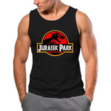 Camiseta Regata Logo Jurassic Park  100% Algodão