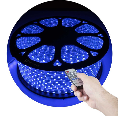 Mangueira Led 5050 10m Azul Controle Remoto Dimmer Flash