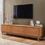 Rack Mueble De Tv Kappesberg 218cm Hasta 85 Pulgadas Con 3 Puertas Color Canela
