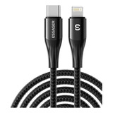 Cable Usb C Tipo C De 20 W Para iPhone 8 X 11 12 Essager, Color Negro