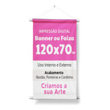 Banner 70x120cm Lona Brilho 340g Bastão Cordão Arte Inclusa