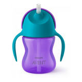 Vaso Para Bebés Con Aza Antiderrame Philips Avent Straw Cup Scf796 Con Sorbete Color Violeta De 200ml