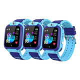 3pc Azul Smartwatch De C/localizador Lbs/llamada Sos P/menin