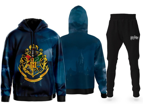 Conjunto Moletom Harry Potter Hogwarts Blusa + Calça Top Ful