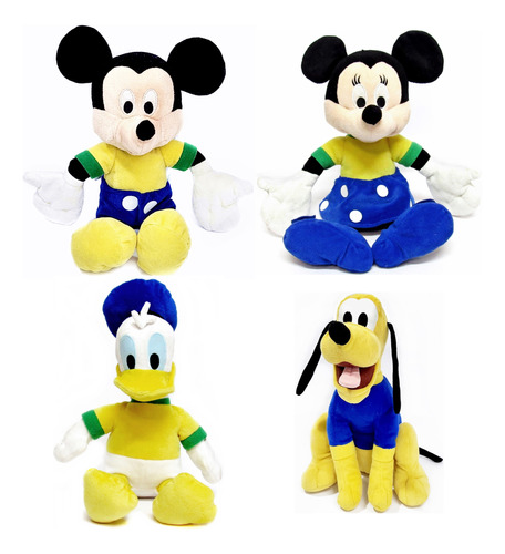 4 Mickey Minnie Pato Donald Pluto Pelucias Disney Copa 28 Cm