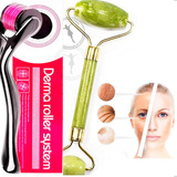 Roller Massageador Facial Pedra Verde + Microagulhamento