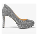 Tacones Zapatillas Mujer Michael Kors Chantal Glitter Gris 