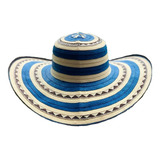 Sombrero Azul 23 Fibras Fino Caña Flecha A Mano