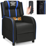 Silla Gamer Reclinable Videojuegos Masaje Gymax  Azul