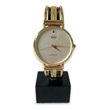 Reloj Q&q Hombre Pulso Esqueleto Dorado + Empaque Regalo