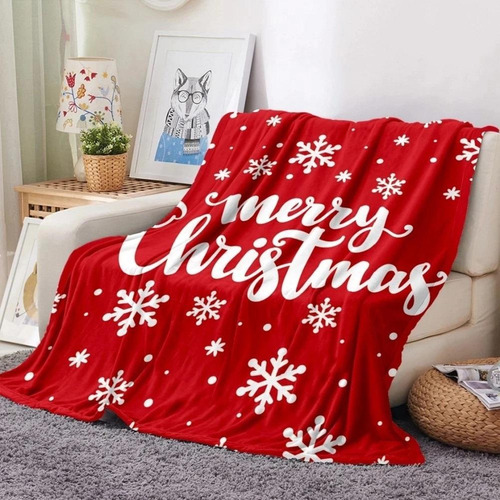 Manta De Flanela De Natal Merry Snowflake Print Soft