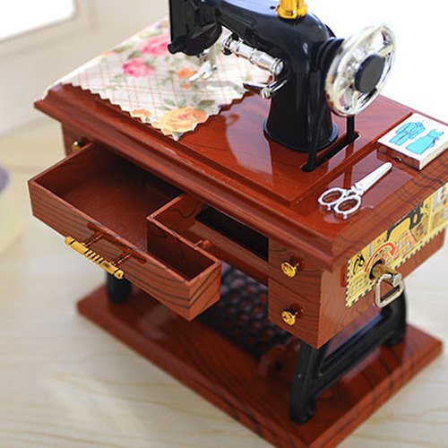 Caja De Música Vintage Mini Máquina De Coser Estilo Mecán